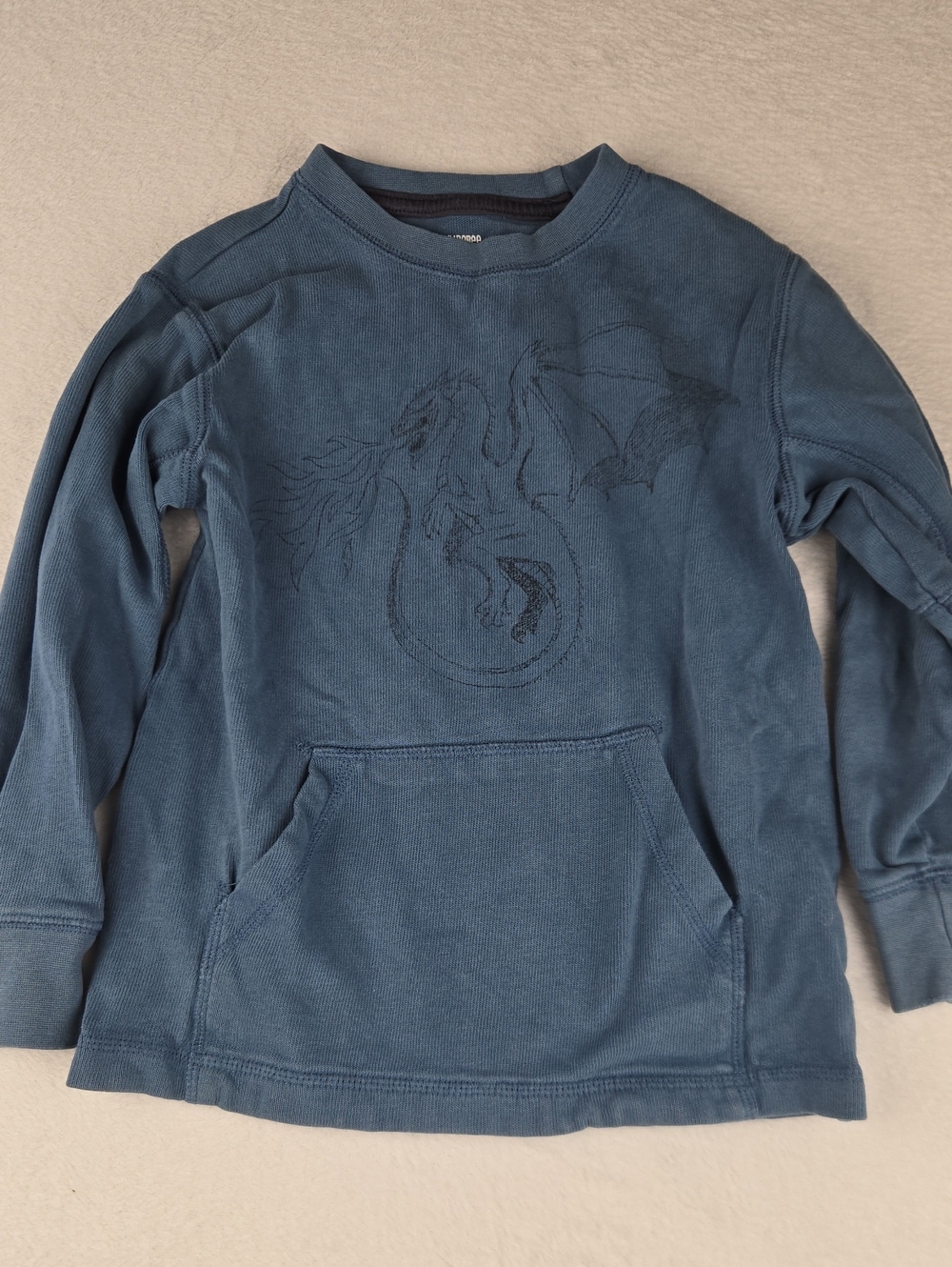 Gymboree Dragon Sweatshirt with Kangaroo Pocket and Elbow Patches Size 5 Blue